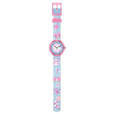Montre Flik Flak Garden Friends montre joyeuse pour enfants, décorée de fleurs, de papillons et de coccinelles