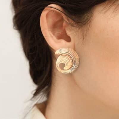 Boucles d'oreilles les georgettes Rive Droite acier doré escargot spirales