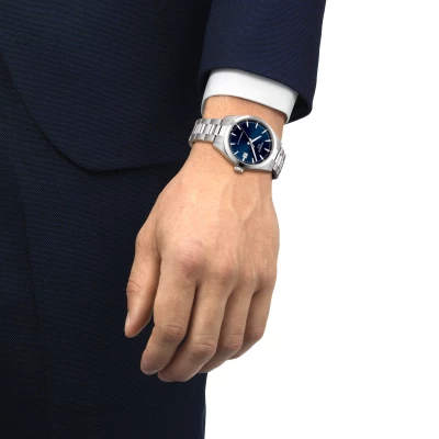 montre tissot gentleman 38 mm powermatic 80 acier et bleu expédition 24H, livraison gratuite