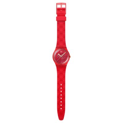 montre swatch love in scarlet saint valentin 2026 rouge cœurs