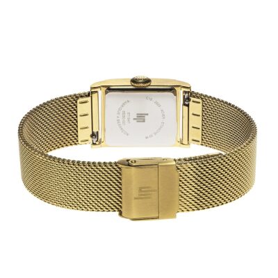 Montre lip-churchill-c18 acier doré maille milanaise boitier carré 21 mm