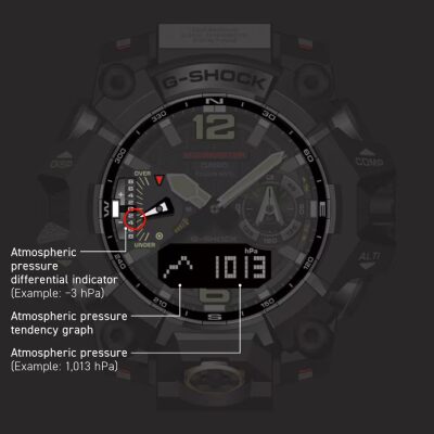 montre casio g shock pro master of mudmaster altimètre température bluetooth étanche 20 bar baromètre boussole