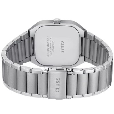 montre-cluse-collection-quadrus-multifunction-en-acier-argente et cadran vert