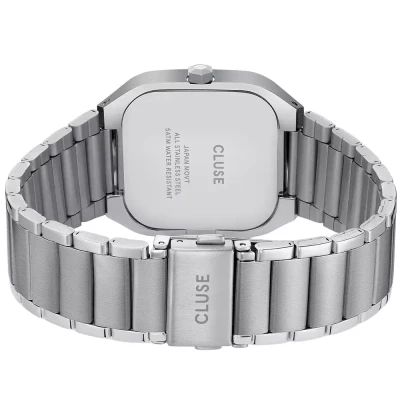 montre-cluse-collection-quadrus-multifunction-en-acier-argente et cadran vert