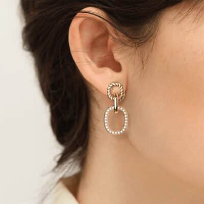 boucles d'oreilles les georgettes Icone precieuse finition dorée pendantes oxydes de zirconium