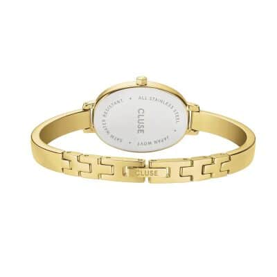 montre cluse l'ovale acier doré 22 mm cadran vert olive bracelet jonc
