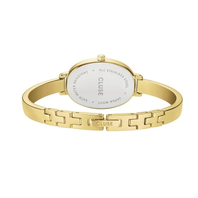 montre cluse l'ovale acier doré 22 mm cadran vert olive bracelet jonc