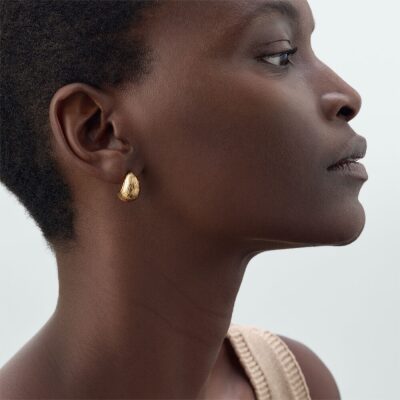 CHARLOT Petites boucles d'oreilles agatha créoles laiton doré striées