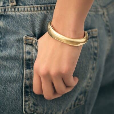 Bracelet AGATHA ODYSSEE jonc et organique en laiton doré