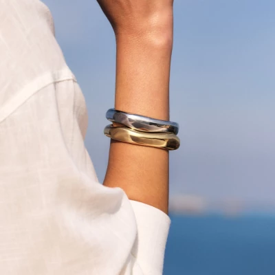 Bracelet AGATHA ODYSSEE jonc et organique en laiton rhodié