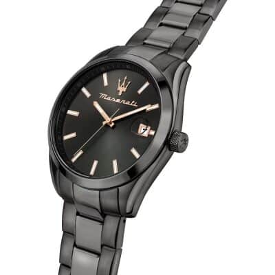montre-maserati-attrazione- acier noire quartz 43 mm