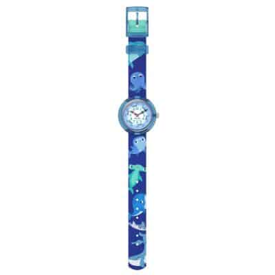 montre flik flak enfant ocean party baleine requin marteau et bracelet bleu