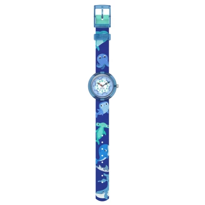 montre flik flak enfant ocean party baleine requin marteau et bracelet bleu