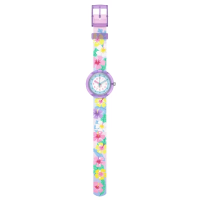 montre flik flak hibiskiss enfant fleurs hibiscus colorées