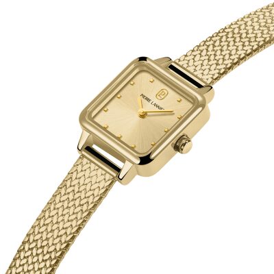 montre pierre lannier femme neora acier doré maille milanaise
