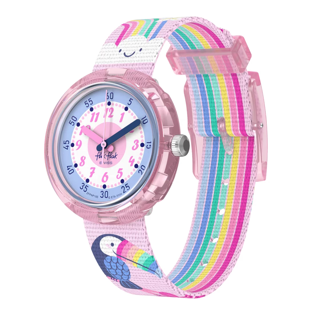 montre flik flak toucans treasures enfant toucans arc en ciel