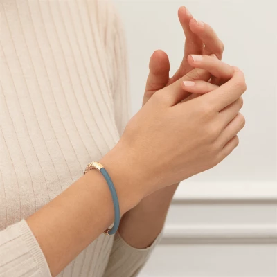 bracelet jonc duo les georgettes bleu et doré