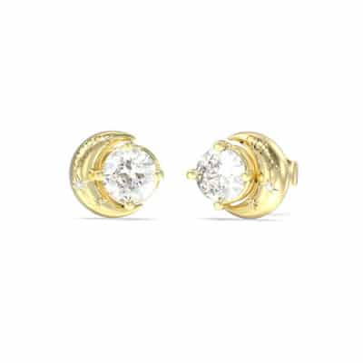 boucles d'oreilles guess acier doré femme aurora en forme de lune avec zircons cubiques
