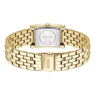 Montre Boss Femme acier doré cadran vert boucle dorée vue sur la boucle