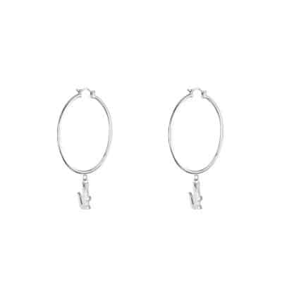 boucles d'oreilles creoles-crocodile femme -en-acier--diametre-34-mm-lacoste pendentif crocodile