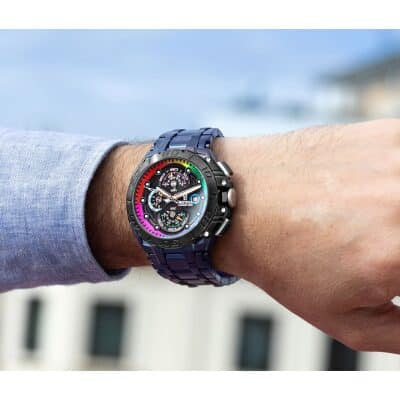 F207601 montre festina chrono bike acier vert éiditon spéciale portée par un homme