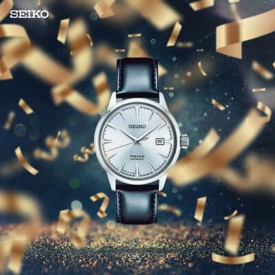montre seiko homme cocktail presage automatique bleu et cuir marine