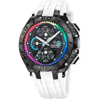 montre festina-f207611-chrono-bike-special-edition-limitée bracelet caoutchouc blanc 46 mm