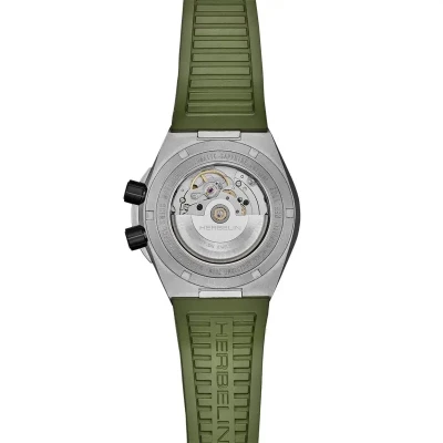montre herbelin -cap-camarat-auto-titane-diver-kaki-1745titick vue de dos mécanisme apparent