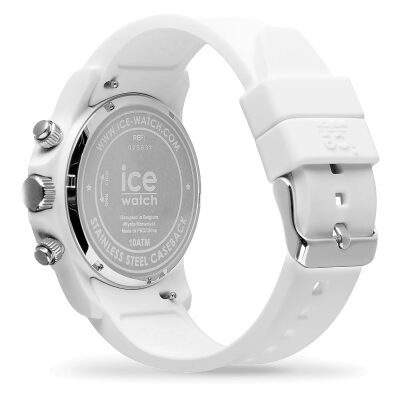 montre ice watch ice bewatch-white-chromatic-41mm-vue de dos bracelet silicone blanc avec boucle ardillon