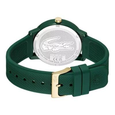 montre-lacoste-collection-1212-en-silicone-vert vue arrière boucle ardillon