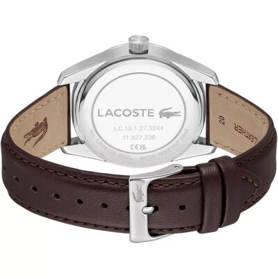 montre-lacoste-collection-boston-en-cuir-marron vue de dos boucle ardillon