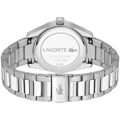 montre-lacoste-homme boston acier et vert bracelet acier boucle déployante vue arrière