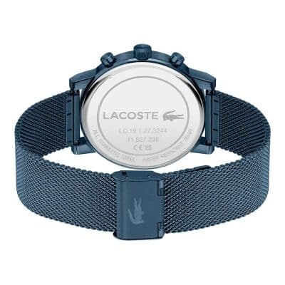 montre-lacoste replay acier bleu vue de dos boucle simple