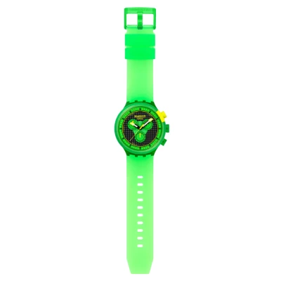 montre swatch big bold glowingly green vert fluo dépliée