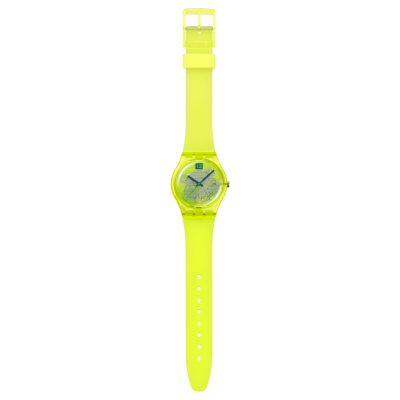 montre swatch gent luminously lemon 34 mm quartz bracelet allongé