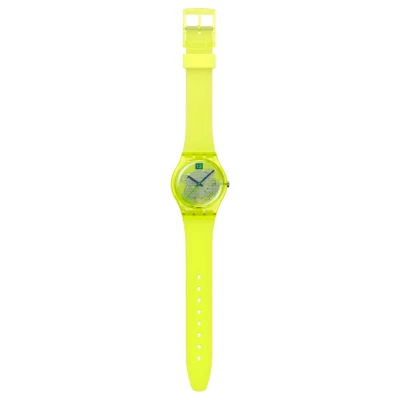 montre swatch gent luminously lemon 34 mm quartz bracelet allongé