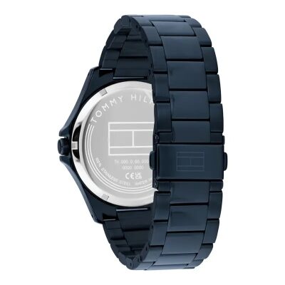 montre-bruce--tommy-hilfiger acier bleu vue bracelet de dos boucle déplayante