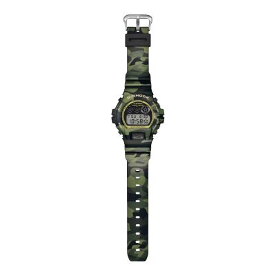montre casio G shock dw 6900 serie origin camouflage doré bracelet résine allongé