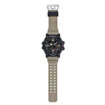 montre casio g shock pro master of mudmaster vue bracelet allongé beige 20 atm